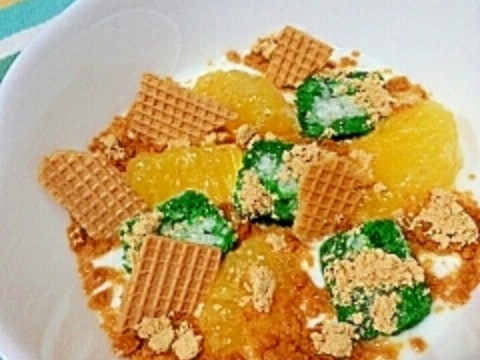 大麦生活で☆甘夏と五家宝のきなこヨーグルト♪